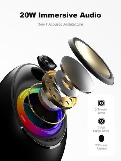 Bluedee Computer Speakers for Desktop PC Bluetooth 5.4 with 2 Speaker Units Dynamic RGB Light Usb/Type-C Powered Plug & Play for Laptops Tablets Audio Cable