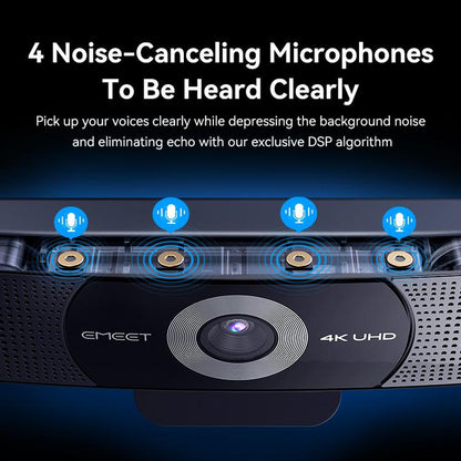 EMEET 4K Webcam with 4 Mics & 2 Speakers, C980 Pro Webcam, Gaming for Switch 2 Camera, Fixed Focus, Adjustable 60°-98° Angle, Magnetic Privacy Cover, Stable Visuals, Cameras for Gaming, Streaming, Fathersdaygift, Dealsforyoudays
