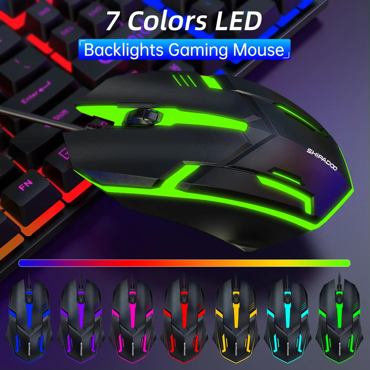 Wired Gaming Keyboard and Mouse Combo, RGB Backlit, Ergonomic Computer Keyboard W/Mouse & Mouse Pad, 104 Keys Quiet Silent Mechanical Keyboard for Working or Primer Gaming, Office, Black