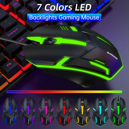 Wired Gaming Keyboard and Mouse Combo, RGB Backlit, Ergonomic Computer Keyboard W/Mouse & Mouse Pad, 104 Keys Quiet Silent Mechanical Keyboard for Working or Primer Gaming, Office, Black
