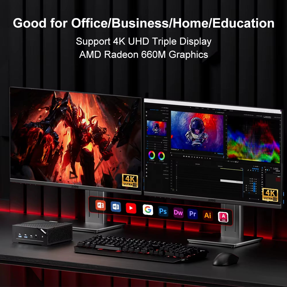 FIREBAT AM02 MINI PC  Ryzen 5 6600H DDR5 16GB RAM 512GB SSD WIFI6 BT5.2 Portable Desktop MINI-PC Computer