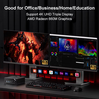 FIREBAT AM02 MINI PC  Ryzen 5 6600H DDR5 16GB RAM 512GB SSD WIFI6 BT5.2 Portable Desktop MINI-PC Computer