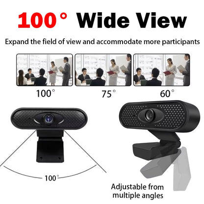 USB Webcam 1080P HD Mini Webcam for Laptop Computer Web Camera Built-In Microphones for Living/ Video Call/ Conference