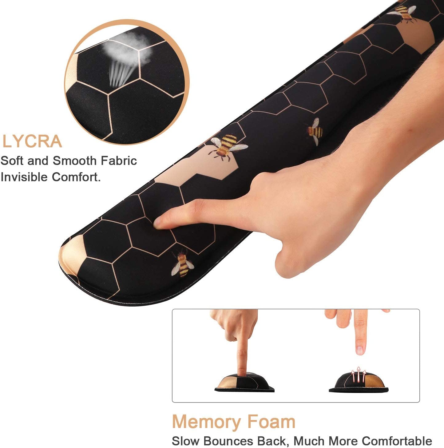 Mouse Pad with Wrist Rest, Keyboard Wrist Rest Mouse Wrist Rest, Made of Memory Foam, Easy Typing and Relieve Wrist Pain, Perfect for Computer Keyboard Office (A-Honeycomb)