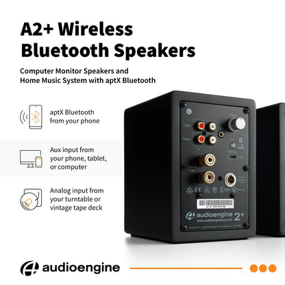 A2 24 Bit Hires Desktop Speakers with Bluetooth - Pair (Black)