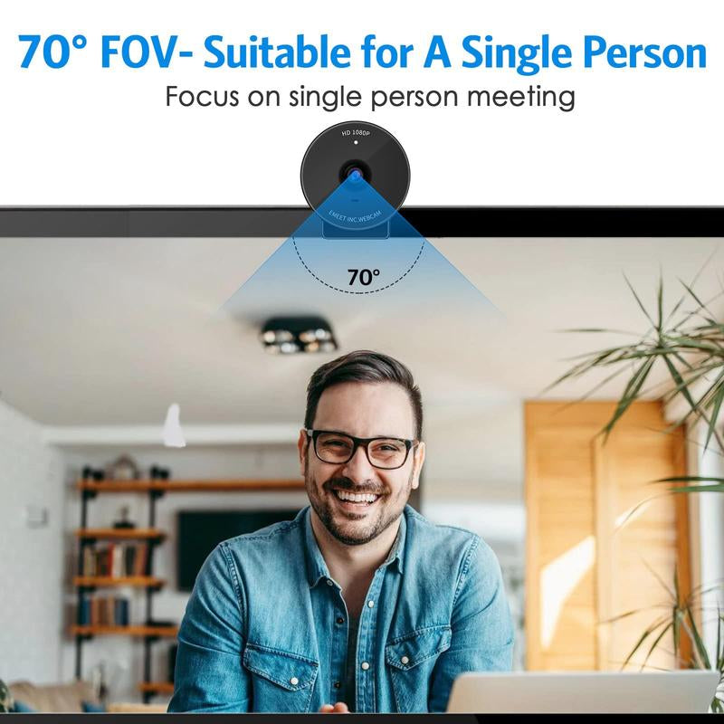 4K&1080P Webcam - USB Webcam with Microphone & Electronic Privacy Mode, Noise-Canceling Mic, Auto Light Correction, EMEET C950 Ultra Compact FHD Web Cam W/ 70°View for Meeting/Online Classes/Zoom/Youtube, Fathersdaygift, Mini Camera, Home Office