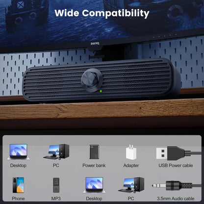 USB Powered Wired Speaker, Stereo Sound Quality Desktop Speaker, Universal PC Speaker for Desktop Computers & Laptops, MP3/MP4, Audio Device Smartphone