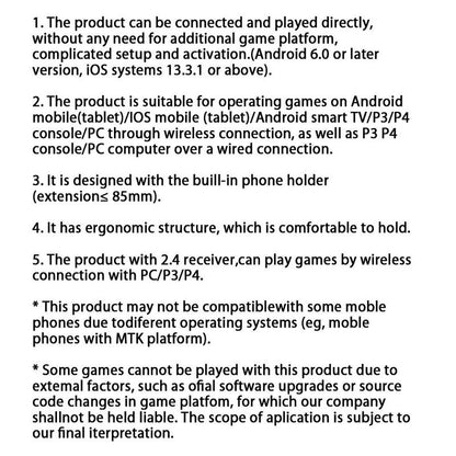 Wireless Gamepad, 2.4G Wireless Game Controller with Receiver, Gamepad for Iphone Android PC Playstation 4 3 PS4 PS3 Nintendo Switch, Gaming Console Accessories