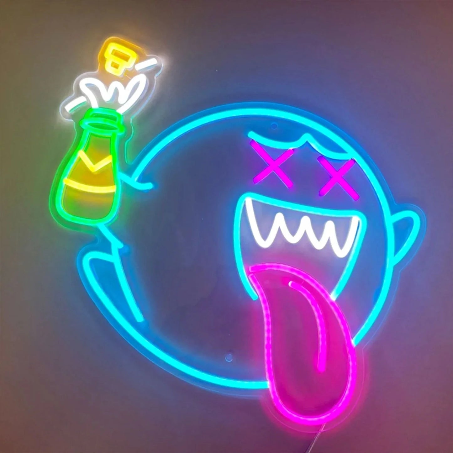 Anime Neon Sign Creative Custom Lighting Gengar Game Room Light for Game Room Bedroom Wall Decor Demon Halloween Ghost Neon Ligh