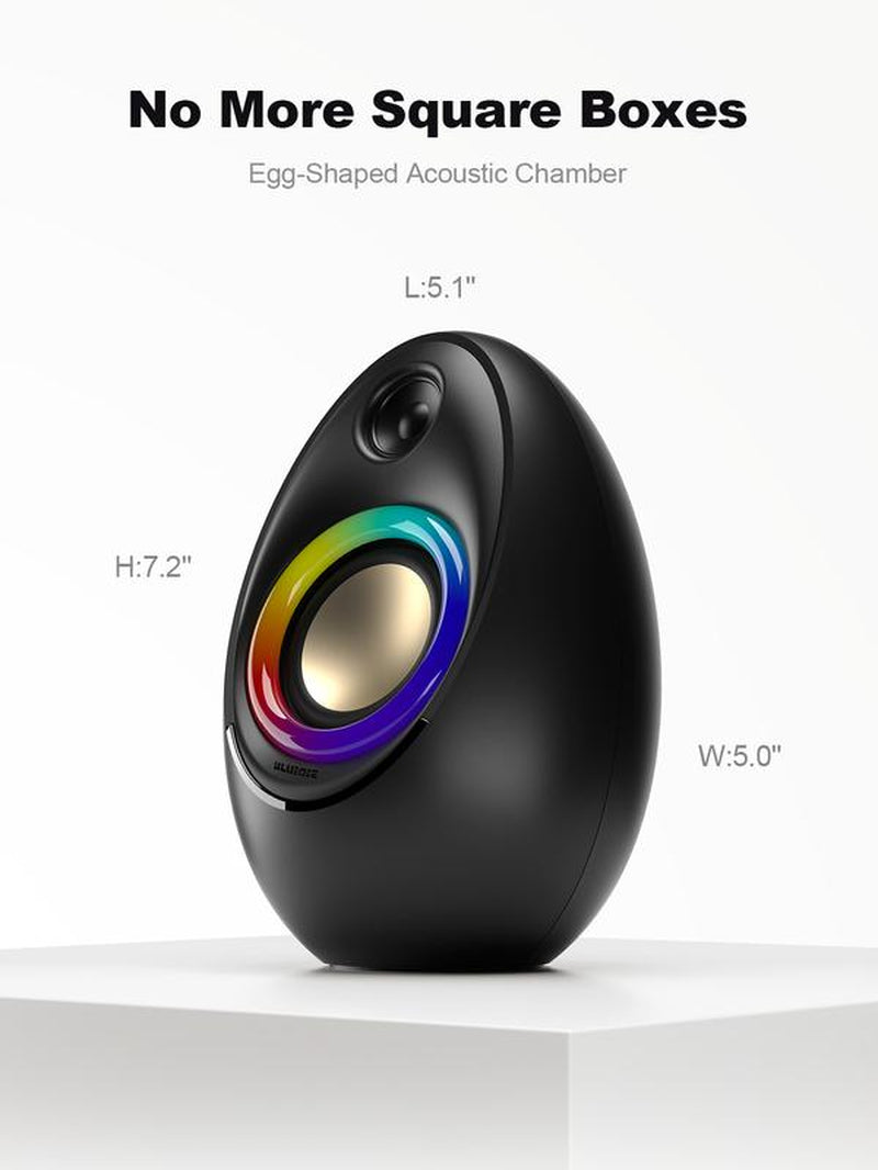 Bluedee Computer Speakers for Desktop PC Bluetooth 5.4 with 2 Speaker Units Dynamic RGB Light Usb/Type-C Powered Plug & Play for Laptops Tablets Audio Cable