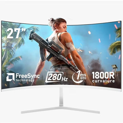 27 Inch PC Computer Screen,1800R Curved Gaming 280Hz Monitors, FHD 1080P 1Ms, Freesync, 98% Srgb,178 ° Angle View Hdmi2.0、Displa
