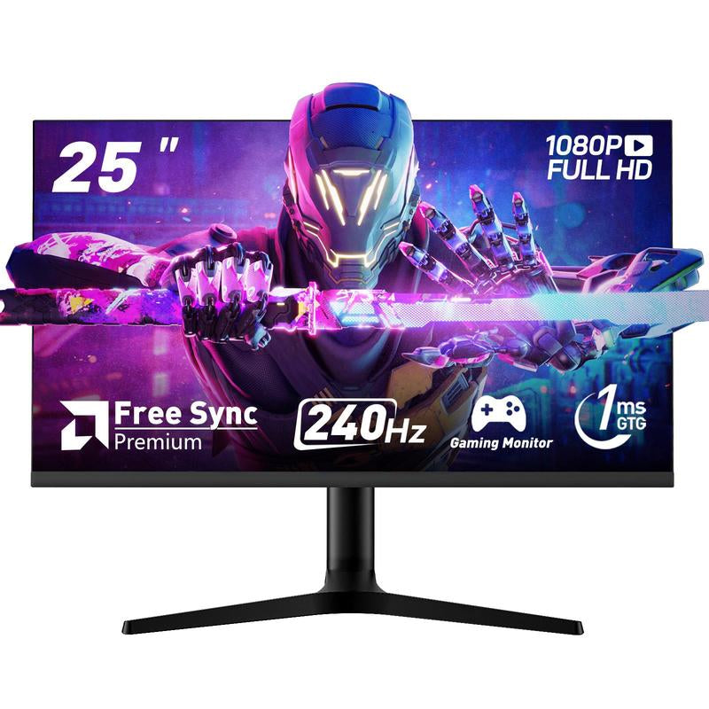REHISK 25" Gaming Monitor, 240Hz, FHD 1080P, 1Ms, VA Panel, HDR10, 92% Srgb, Frameless Design, HDMI2.0 & DP1.2, VESA Mountable