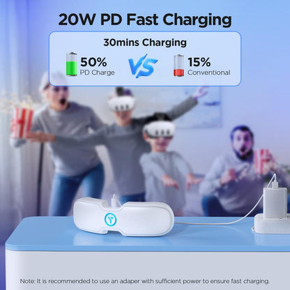 YOGES VR 10000Mah Quest 3S/Quest 3 Battery Head Strap Rechargable, Enhanced Comfort and Top-Fit Adjustment for Meta Quest 3 Accessories