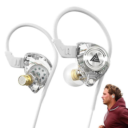 Wired Gaming Earbuds with MIC, in Ear Monitor Headphones, Deep Bass Sound, 1DD 10Mm Dynamic Driver, IEM for Music Video Calling(Clear)