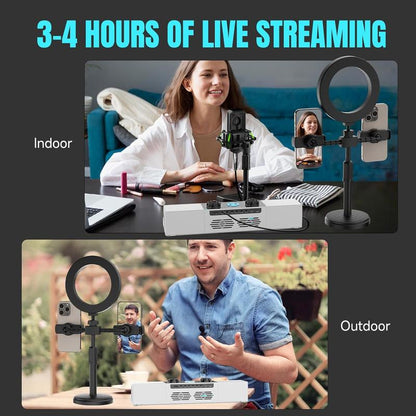Heetipuk Y6 Live Streaming Sound Card Mixer Karaoke Machine Easy to Set up with Dual Speakers, One Step Sound Correction, 5200Mah Battery Pefect for Indoor or OUTDOOR Live Streaming, Podcast, Family Party. Home Amplifier Studio Equipment