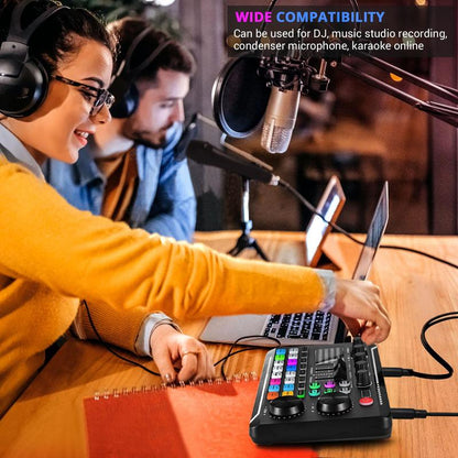 Facmogu Podcast Equipment Bundle, F998 Live Sound Card with BM800 Recording Studio Microphone, Professional Live Sound Card W/Dj Mixer Effects & Voice Changer for Live Streaming Gaming Youtube Tiktok