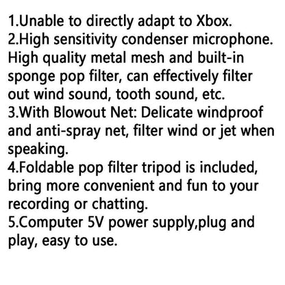 Condenser Professional Microphone Mic for PC Laptop Computer Gaming USB Wired Streaming Podcast Studio Mike Kit Gamer Accessory