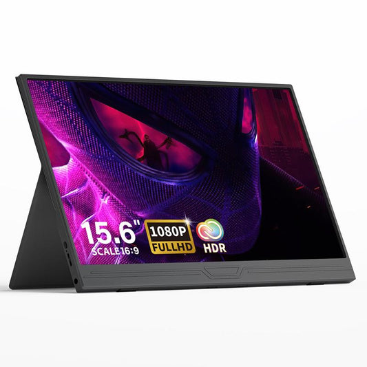 Portable Gaming Monitor 15.6" USB-C HDMI Computer Display W/Smart Cover and Dual Speakers, Travel Monitors for Laptop Mac PC Phone PS4/5 Xbox Switch