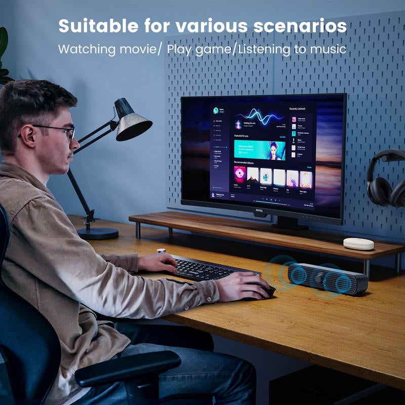 USB Powered Wired Speaker, Stereo Sound Quality Desktop Speaker, Universal PC Speaker for Desktop Computers & Laptops, MP3/MP4, Audio Device Smartphone