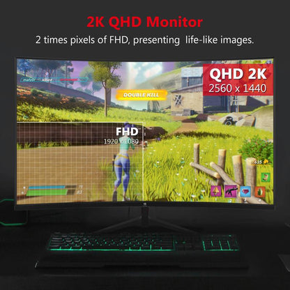 Z-EDGE 27" 165Hz QHD Curved Gaming Monitor 2560X1440 1Ms Response Time Frameless Design Freesync DP HDMI