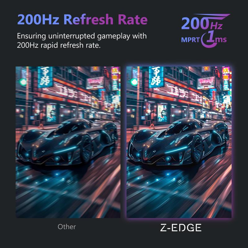 Z-EDGE 27 Inch Gaming Monitor 200Hz Refresh Rate 1Ms Response Time Low Blue Light AMD Freesync Ultra-Slim Design FHD Immersion HDMI/DP VESA Mountable