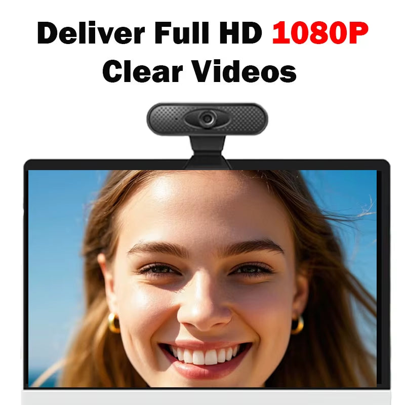 USB Webcam 1080P HD Mini Webcam for Laptop Computer Web Camera Built-In Microphones for Living/ Video Call/ Conference