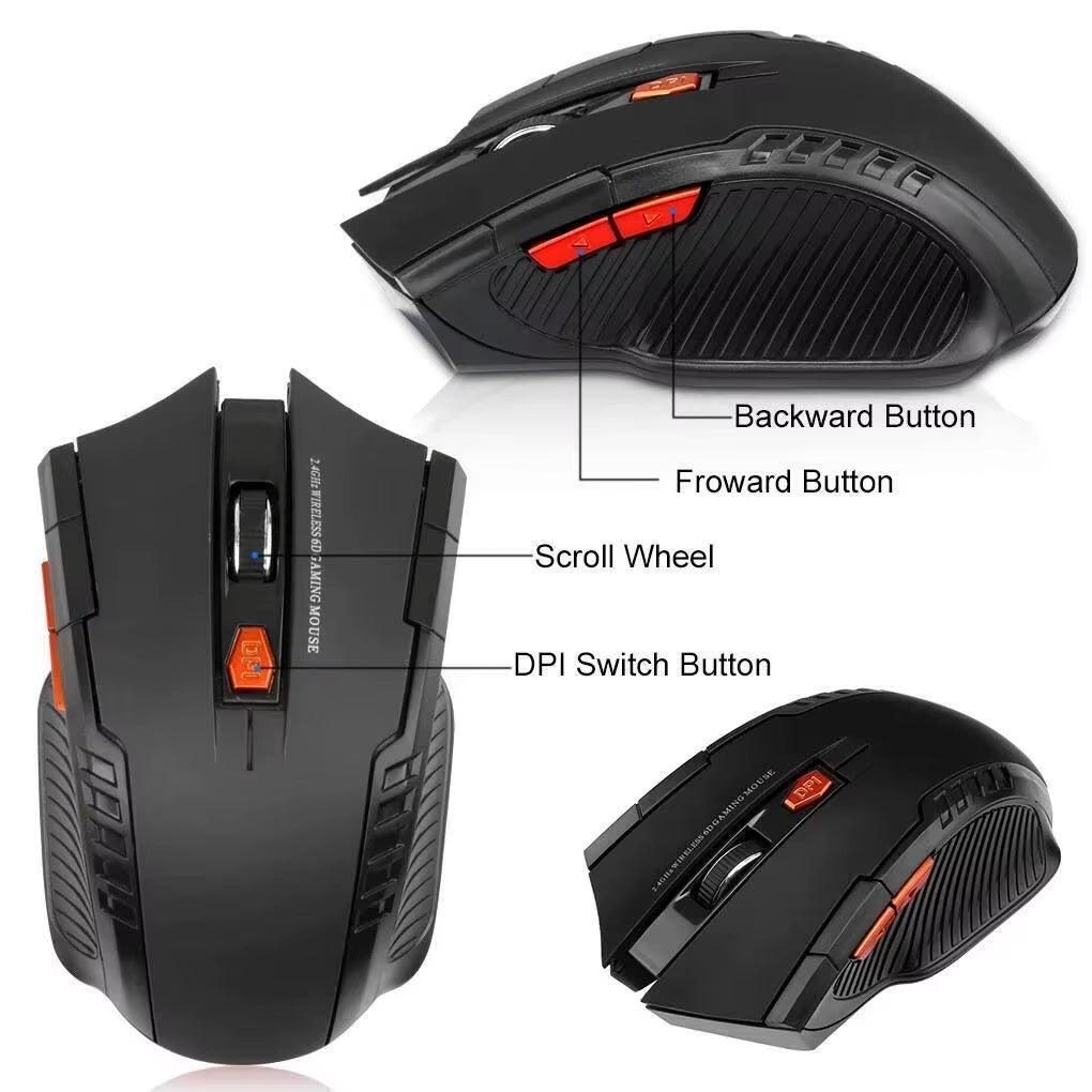 2.4 Ghz Wireless Mouse Portable Gamer Mouse for Computer 1600DPI Optical USB 6 Buttons Mouse Mini Mice for PC Laptop Notebook