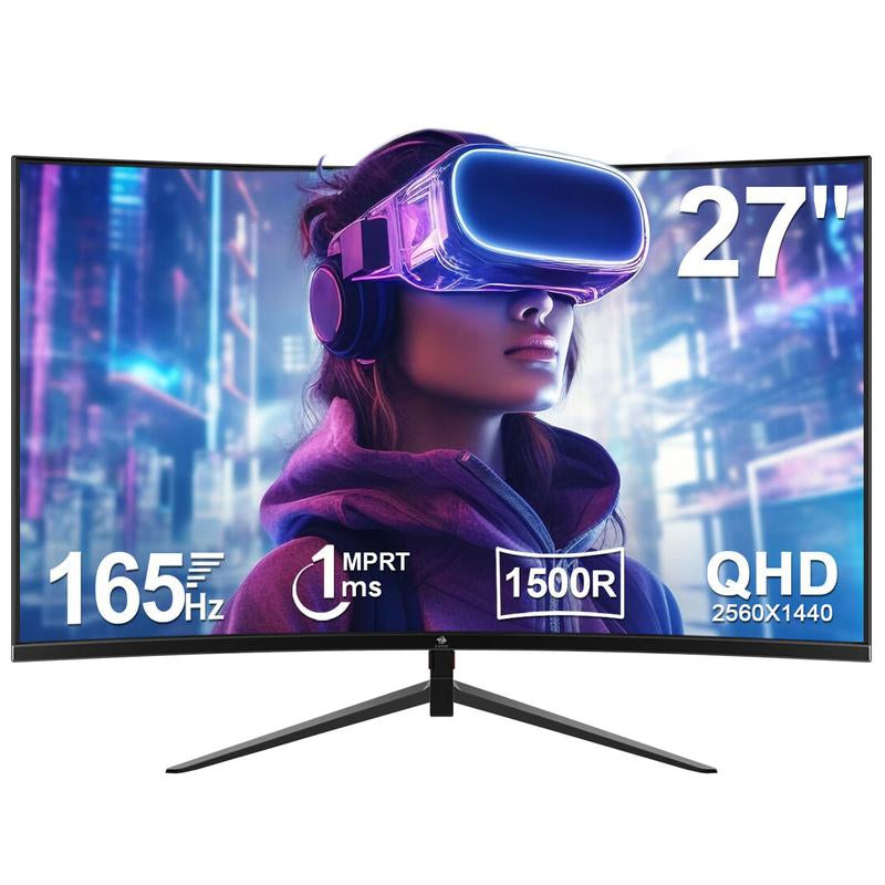 Z-EDGE 27" 165Hz QHD Curved Gaming Monitor 2560X1440 1Ms Response Time Frameless Design Freesync DP HDMI
