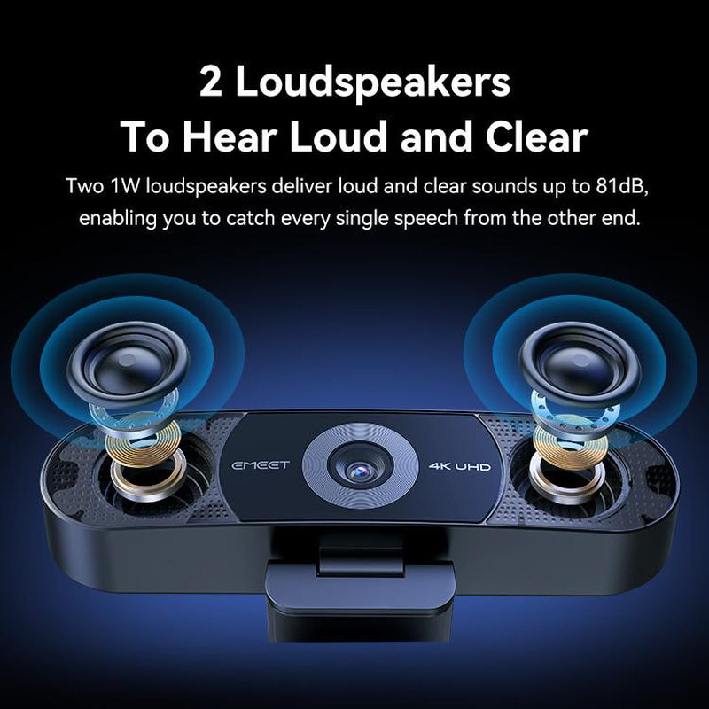 EMEET 4K Webcam with 4 Mics & 2 Speakers, C980 Pro Webcam, Gaming for Switch 2 Camera, Fixed Focus, Adjustable 60°-98° Angle, Magnetic Privacy Cover, Stable Visuals, Cameras for Gaming, Streaming, Fathersdaygift, Dealsforyoudays