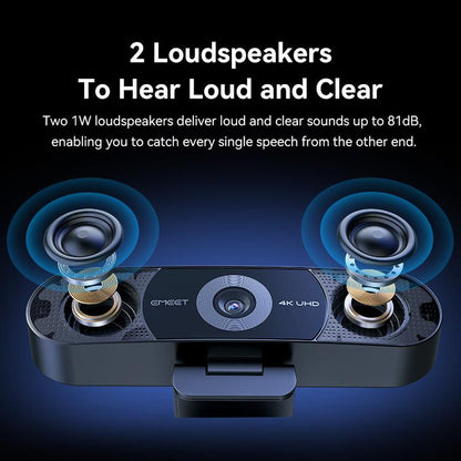 EMEET 4K Webcam with 4 Mics & 2 Speakers, C980 Pro Webcam, Gaming for Switch 2 Camera, Fixed Focus, Adjustable 60°-98° Angle, Magnetic Privacy Cover, Stable Visuals, Cameras for Gaming, Streaming, Fathersdaygift, Dealsforyoudays