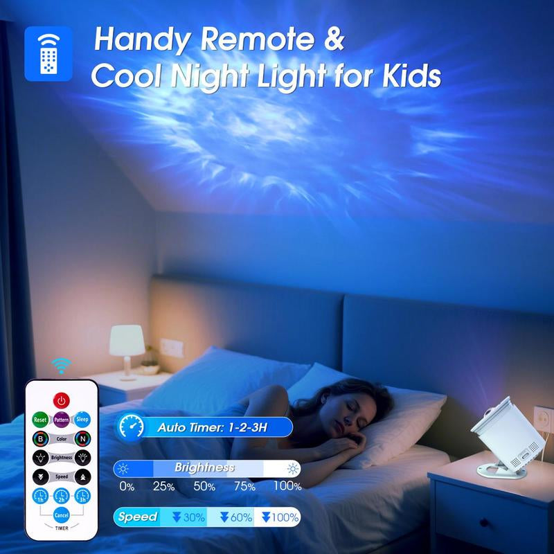 Nexillumi-2025 New USB LED Projector Light, Modern Moire Pattern & Sunset Design, Adjustable Atmosphere Lighting with Remote Control, Button Battery Operated, Ideal for Various Room Types - No Laser, Plastic Shade, Sunset Ambiance Lighting