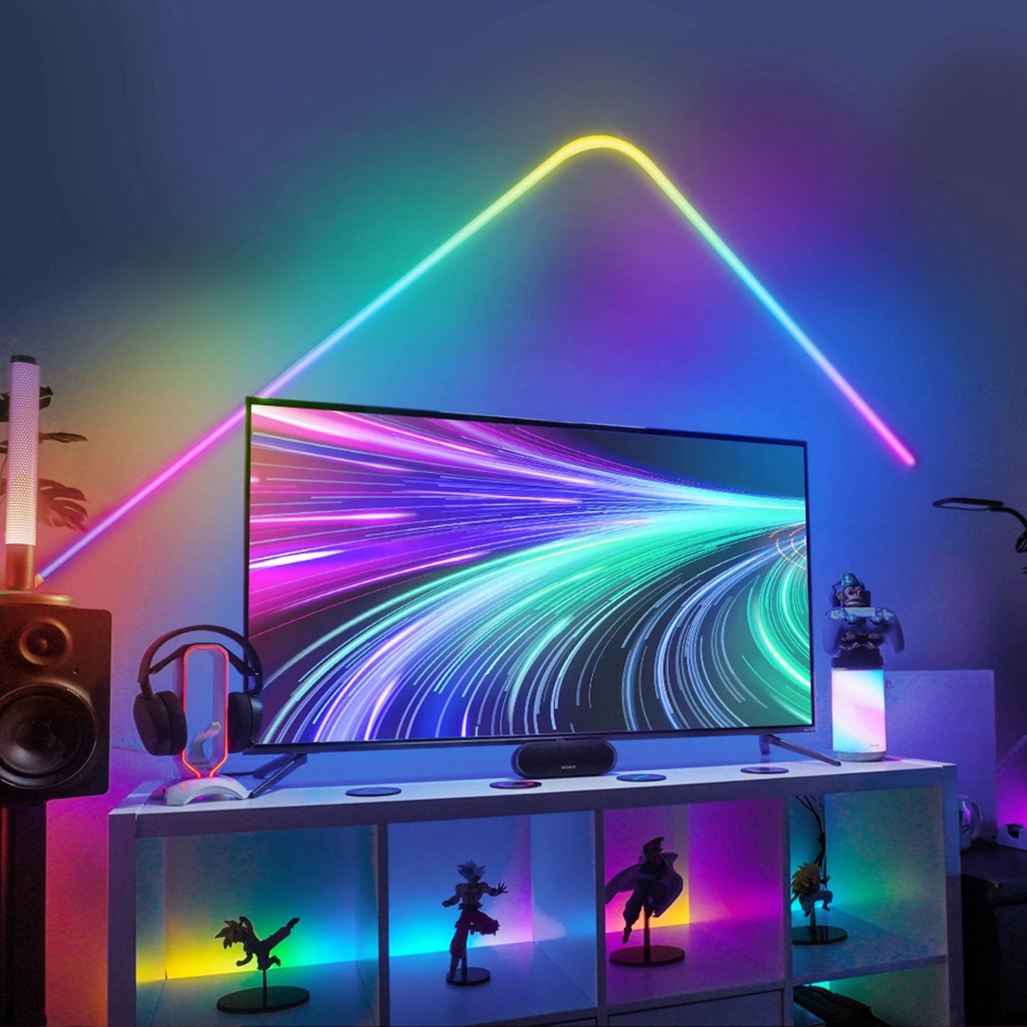 RGBIC Neon Rope LED Light,6 Million DIY Color Options, 64 Preset Scene Modes, and 11 Music Modes,Corded Electric,6.5Ft
