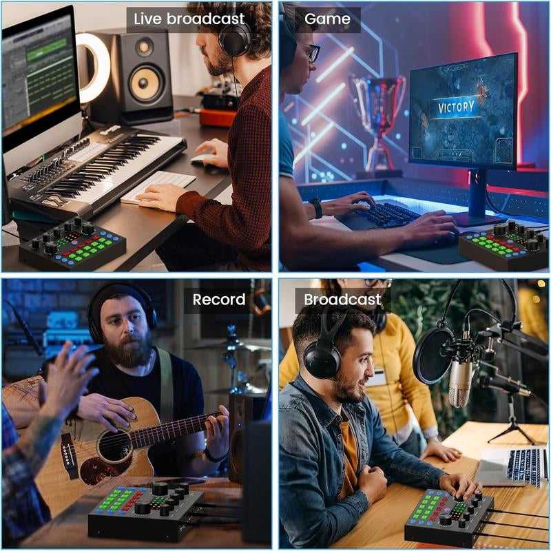 V8S Live Broadcast Device, Live Sound Card,Audio Mixer Wireless Bluetooth Blog Live Audio Equipment, Microphone Set Music Sound Control with Voice Changer, Reverberation Live Broadcast Equipment, Youtube Tiktok Twitch Gaming Recording