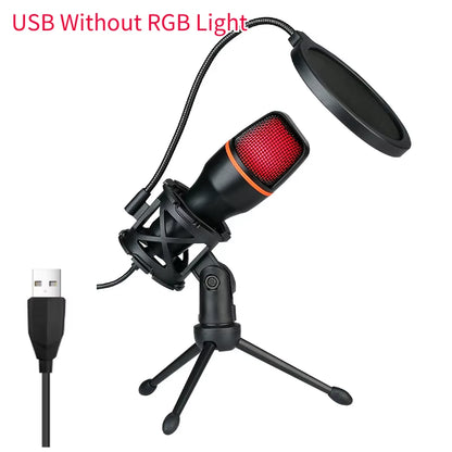 ME4 USB/3.5MM Condenser Microphone Wired Desktoptripod MIC for Recording Live Gaming Video Noise Reduction Conference Microphone