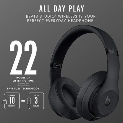 Beats Studio3 Wireless Noise Cancelling Over-Ear Headphones with Apple W1 Chip Class 1 Bluetooth 22 Hours Listening Matte Black Audio Electronic