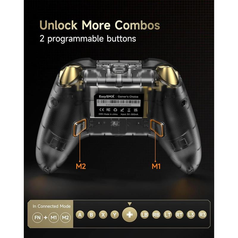 Wireless Bluetooth Pro Controller – Easysmx D05 for PC, Steam, Switch & Android | Charging Dock, Hall Sensor, RGB Lighting Game Console Accessories Gaming Accessory Mobile Gaming Gear anti Stick Drift Controller Smartphone Budget Controller