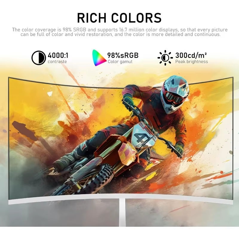 27 Inch PC Computer Screen,1800R Curved Gaming 280Hz Monitors, FHD 1080P 1Ms, Freesync, 98% Srgb,178 ° Angle View Hdmi2.0、Displa