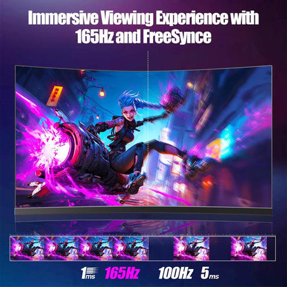 Rehisk 27'' 2K QHD Gaming Monitor - 2560P, 165Hz Refresh Rate, 1Ms Response Time, Adaptivesync, Dual HDMI & DP1.2, Ultra-Slim Bezel,