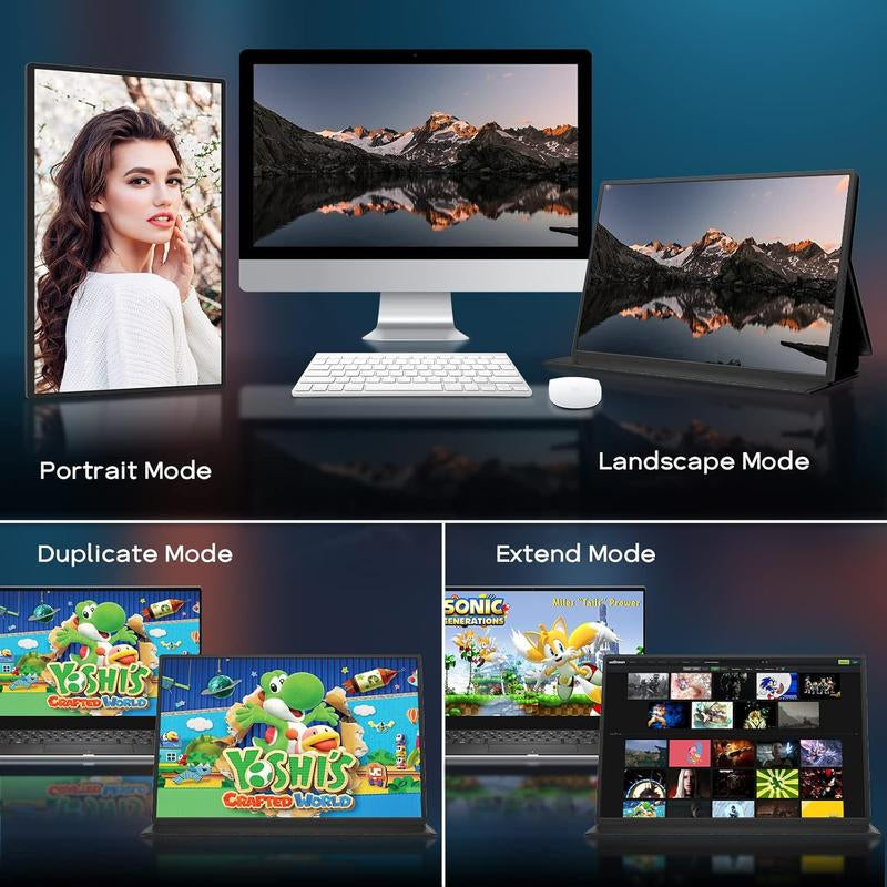 AYY 2K Portable Gaming Monitor 16'' 120Hz 2560X1600 QHD Travel Laptop IPS Computer External Second Screen USB C HDMI Monitor W/Smart Cover for PC MAC Xbox PS5/4